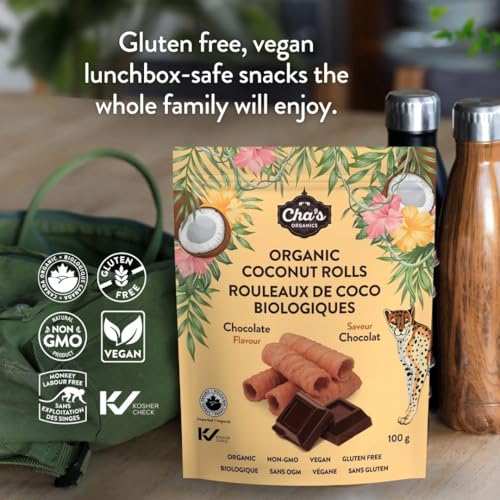 Cha's Organics - Organic Coconut Rolls - Chocolate (100g)