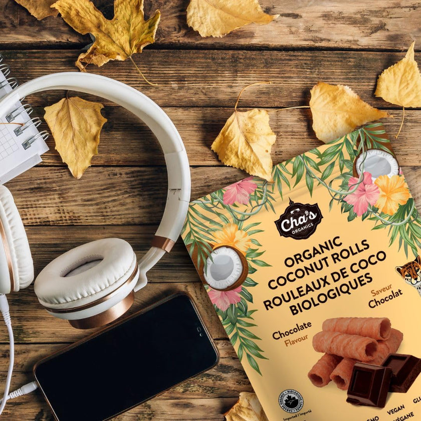 Cha's Organics - Organic Coconut Rolls - Chocolate (100g)