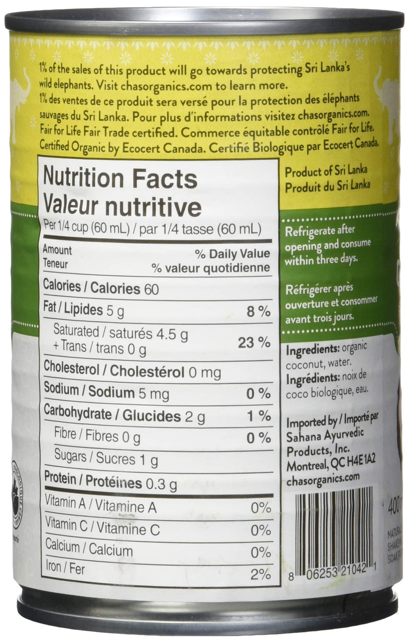 Cha's Organics - Light Coconut Milk (400ml)