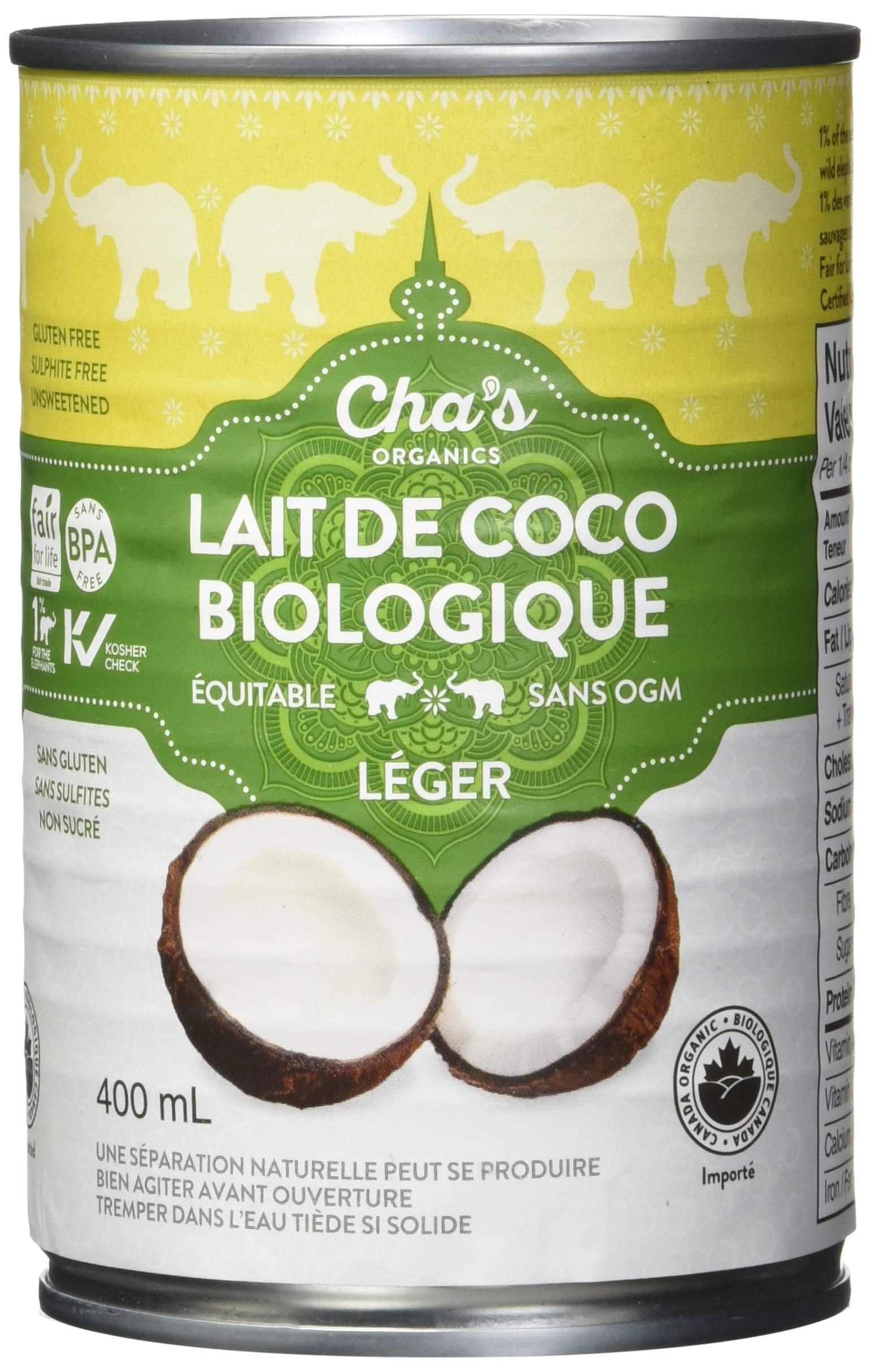 Cha's Organics - Light Coconut Milk (400ml)