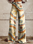 Graphic Printed Pants for Women – Stretch Denim Look Casual Trousers