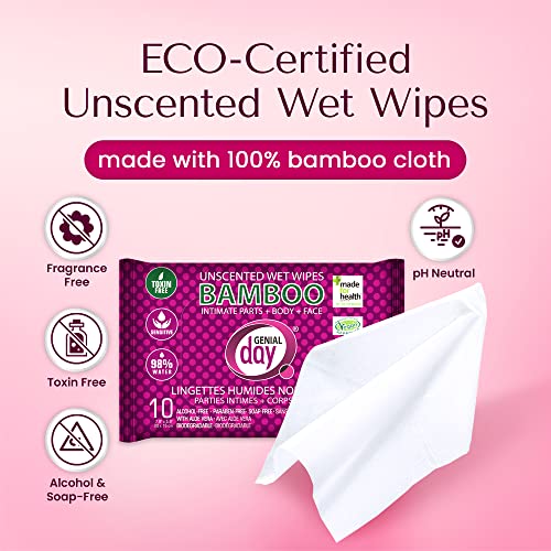 Genial Day - Unscented Bamboo Wet Wipes (10ct)