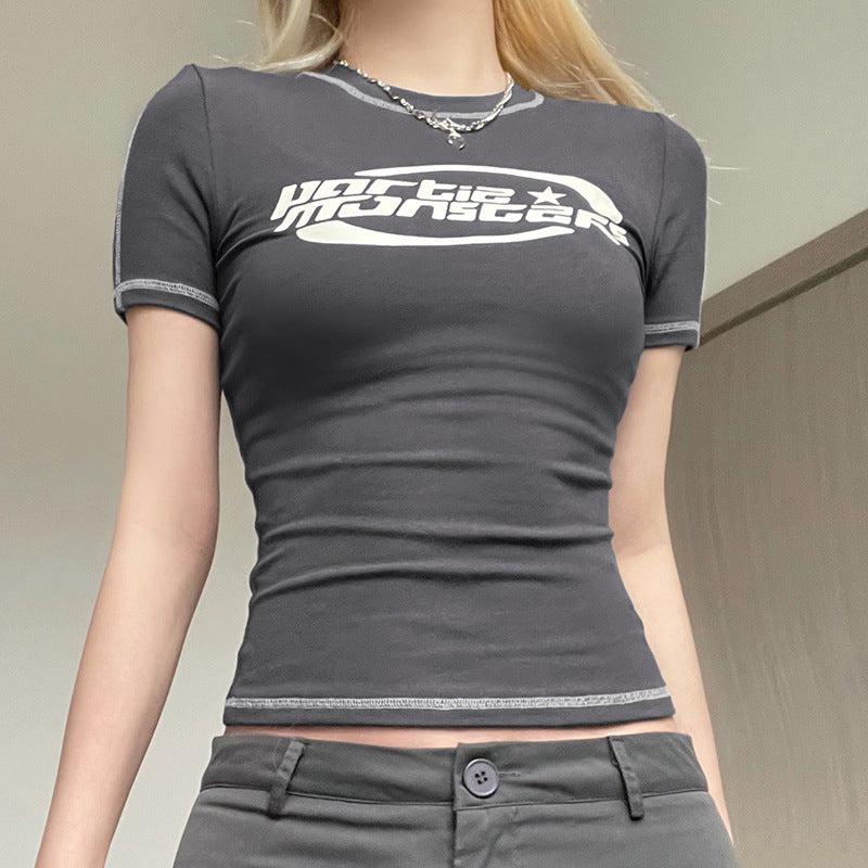 Women's Fashion Print Slim Fit Short Sleeve T-Shirt – Cotton Graphic Tee