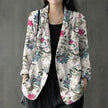 Women's floral Cotton Linen jacket Pocket Blazer