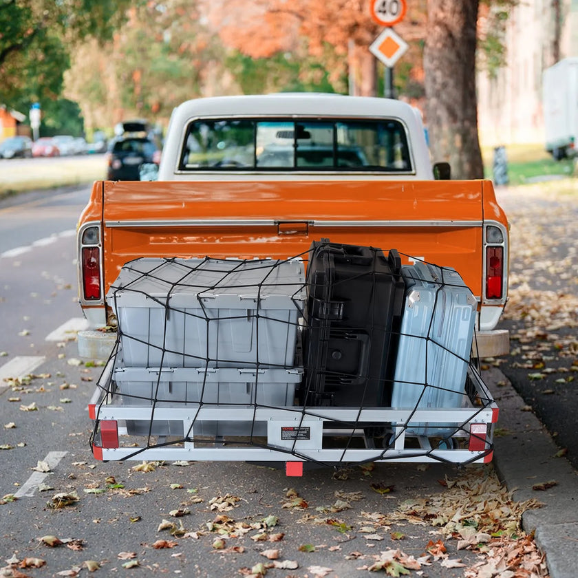 VEVOR 49.4 x 22.4 x 7.1 in Hitch Cargo Carrier, 500lb Capacity Trailer Hitch Mount Aluminum Cargo Basket, Luggage Carrier Rack Fits 2