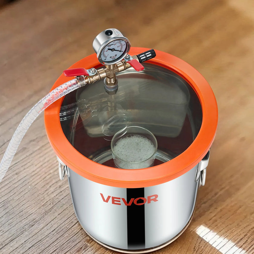 VEVOR 3.5CFM Single Stage Vacuum Pump 3 Gallon Stainless Steel Degassing Chamber