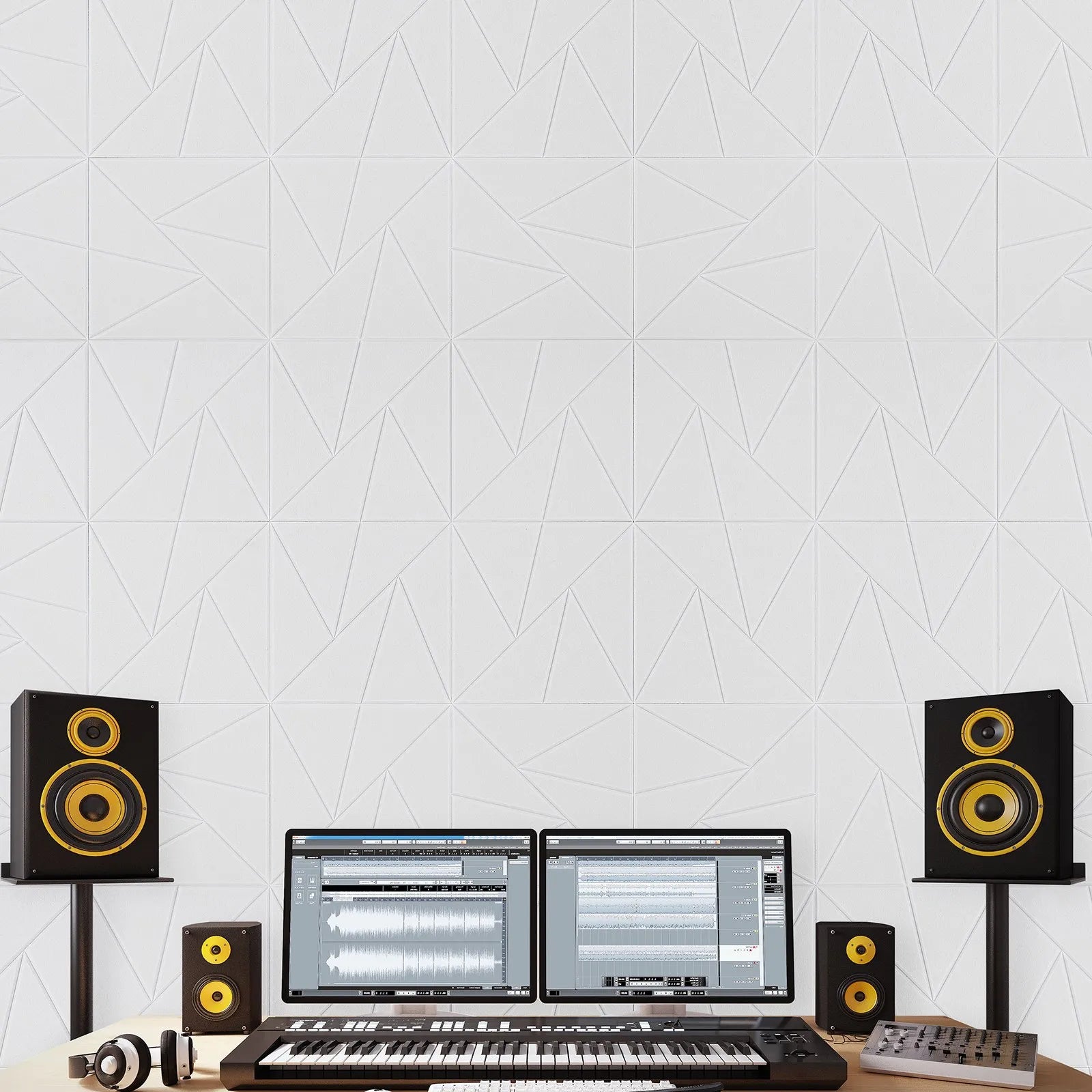 VEVOR 18 Pack Acoustic Wall Panels 11.8 x 11.8 x 0.4 inch Self-Adhesive White