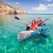 2-Person Inflatable Kayak, Foldable Inflatable Fishing Boat Canoe Set With Air Pump, Aluminum Oars, Blue
