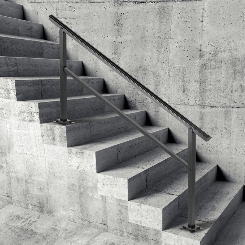 VEVOR Outdoor Handrail 165LBS Load Handrail Outdoor Stairs Aluminum Stair Handrail 60 x 35