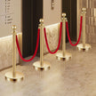 VEVOR 4 Pcs Gold Stanchion Post 3 Red Velvet Ropes Sand Injection Hollow Base