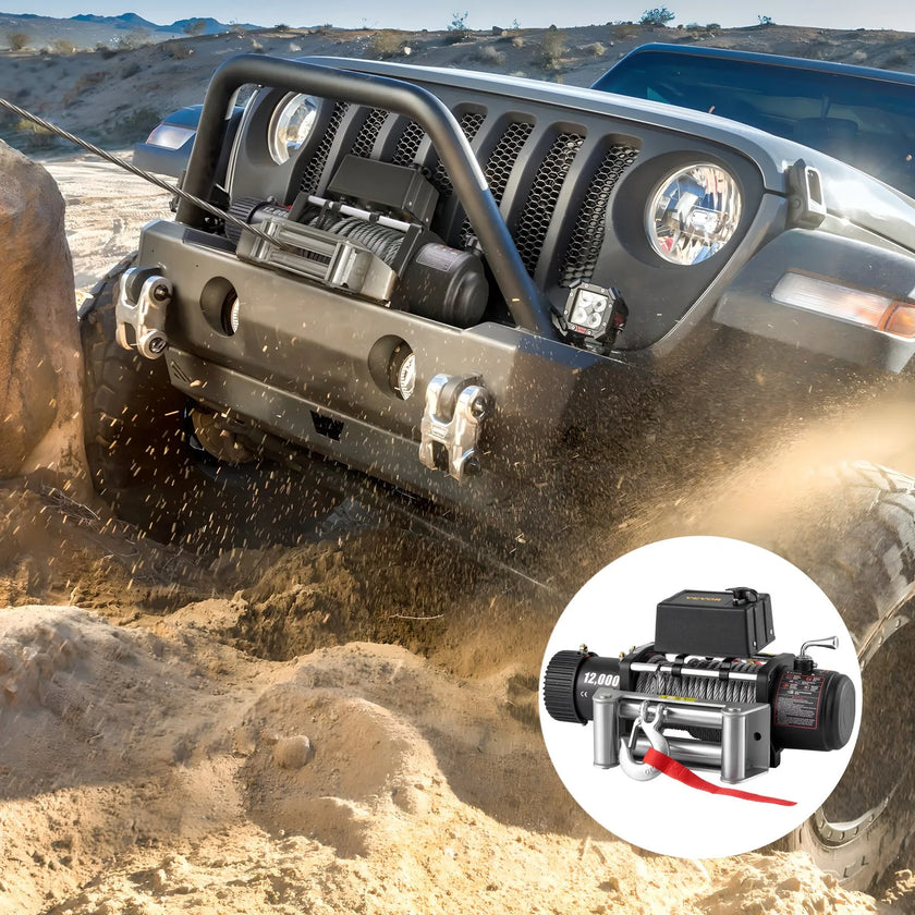 12000LBS Electric Winch 12V Steel Cable Off-road ATV UTV Truck Towing Trailer
