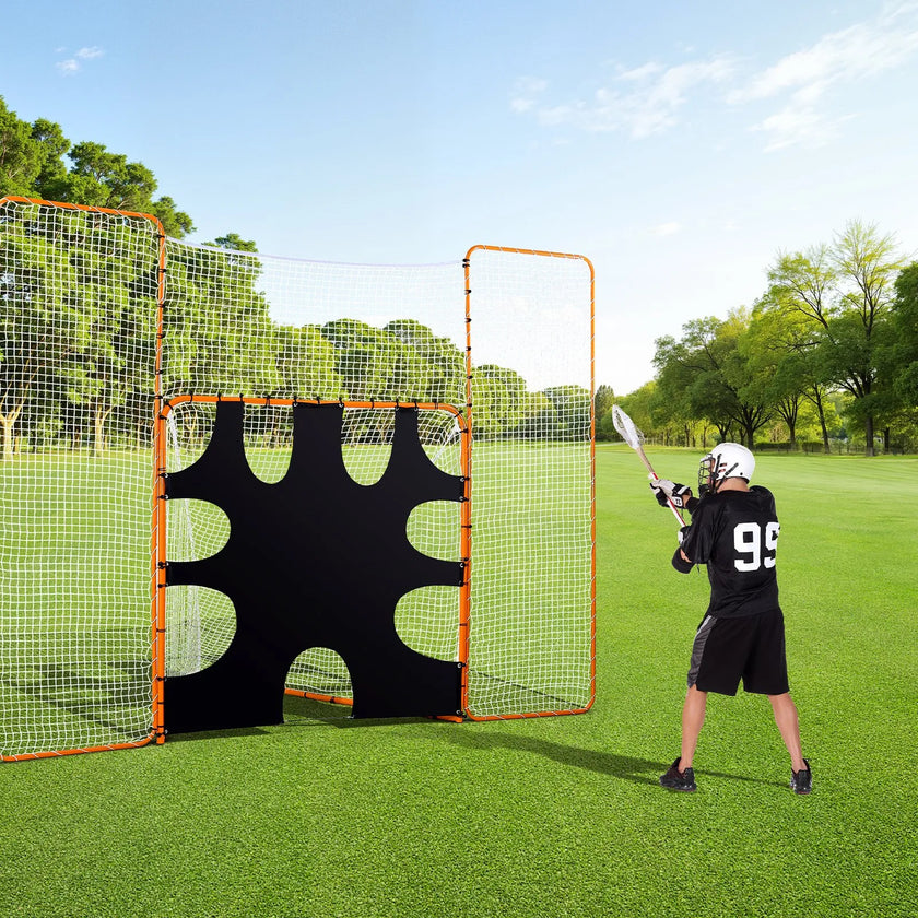 VEVOR 12x9 ft 3-IN-1 Lacrosse Goal Net with Backstop Target Rebounder Equipment