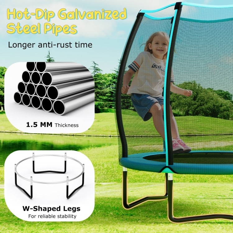 55 Inch Trampoline for Kids Toddler Mini Trampoline with Safety Enclosure Net - Blue