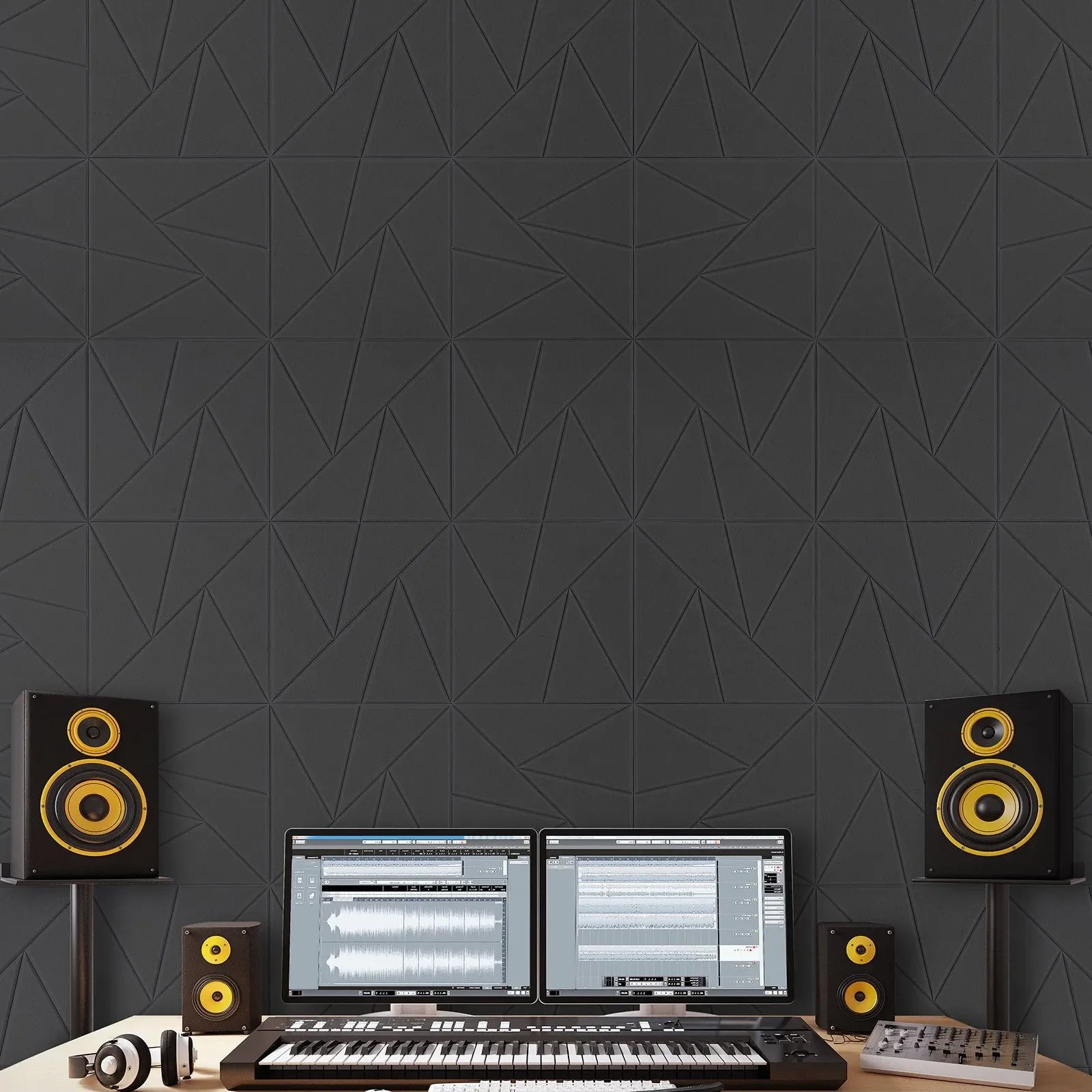 VEVOR 18 Pack Acoustic Wall Panels 11.8 x 11.8 x 0.4 inch Self-Adhesive Black