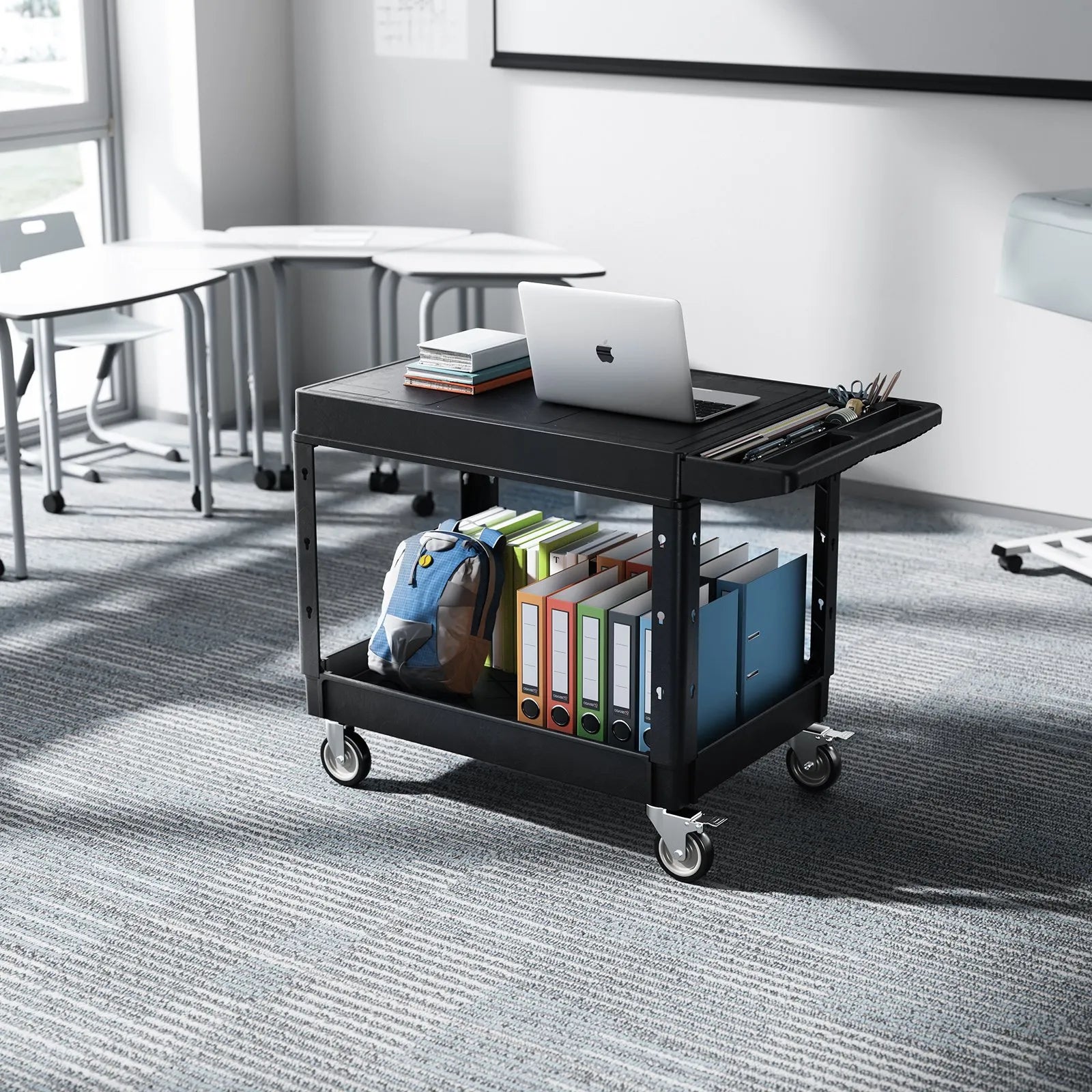 VEVOR 2-shelf Utility Cart 550 lbs 37 x 25.4-inch Service Cart with Wheels
