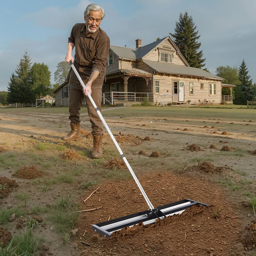 VEVOR 36x10in Lawn Leveling Rake with 83.9 in Adjustable Handle for Yard Garden