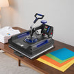 VEVOR 5 in 1 Heat Press Machine 15x15 in 30oz Tumbler Press T-Shirts Black+Blue