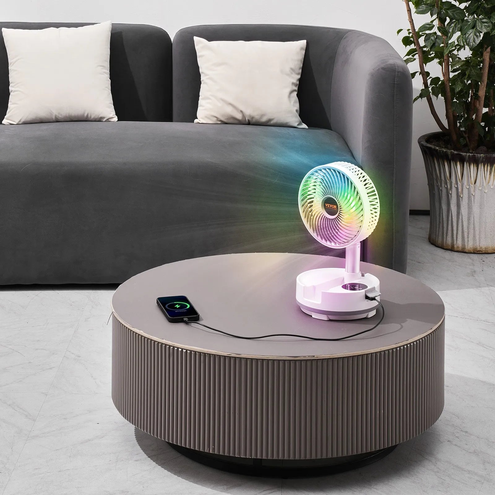VEVOR 8 inch Foldable Rechargeable Oscillating Fan 3 in 1 Remote 8 Speeds