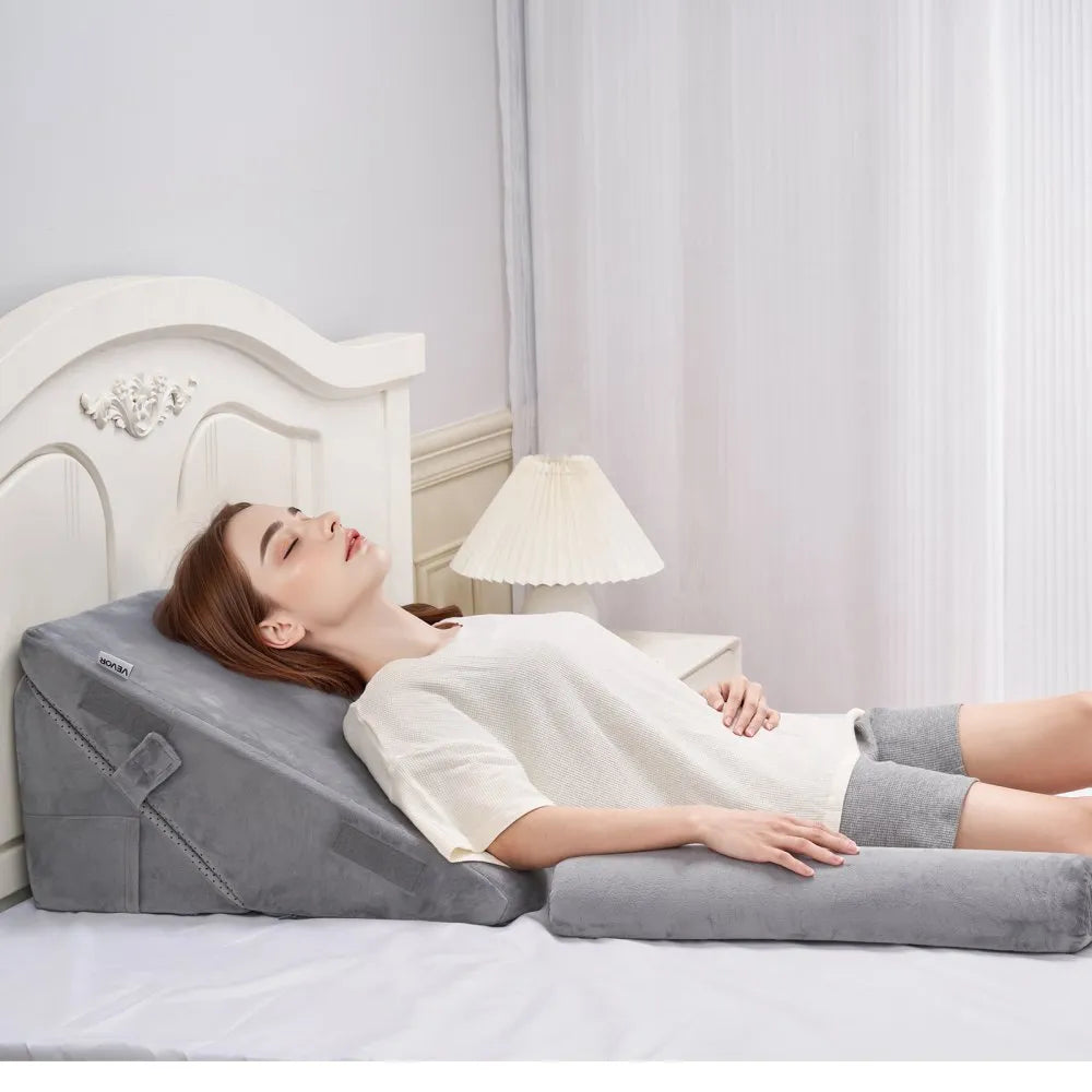 VEVOR Orthopedic Bed Wedge Pillow 3 Pcs Adjustable for Back Leg Neck GERD Sleep