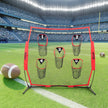 VEVOR 7 x 7 ft Football Trainer Throwing Net, Training Throwing Target Practice Net with 5 Target Pockets, Knotless Net Includes Bow Frame and Portable Carry Case, Improve QB Throwing Accuracy, Red