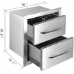 VEVOR Outdoor Kitchen Drawers 18W x 20.6H x 12.7D Inch, Flush Mount Double BBQ Drawers Stainless Steel with Handle, BBQ Island Drawers for Outdoor Kitchens or Patio Grill Station