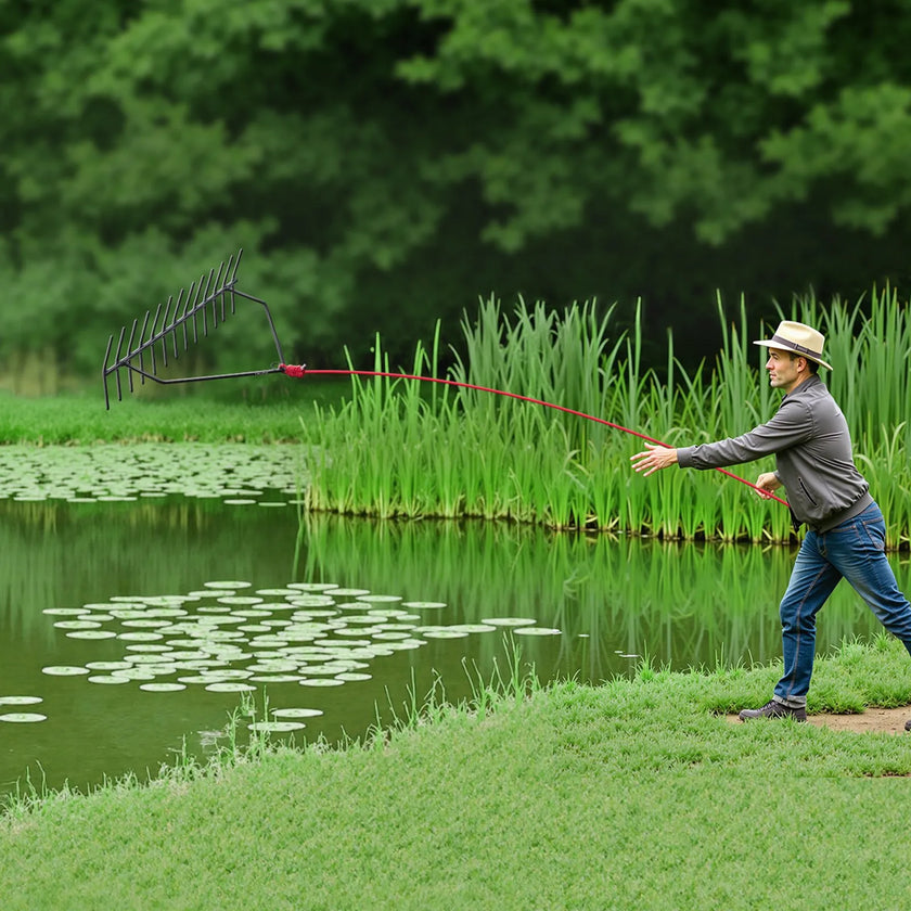 VEVOR 24x8.7 in Pond Aquatic Weed Rake Double-Sided Lake Weed Rake 30ft Rope