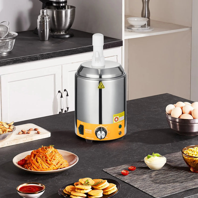 VEVOR 2.4L Electric Cheese Dispenser with Pump Commercial Hot Fudge Warmer