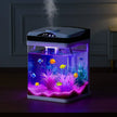 VEVOR 2 Gallon Fish Tank Aquarium LED Square Clear Glass 7 Color Self Cleaning