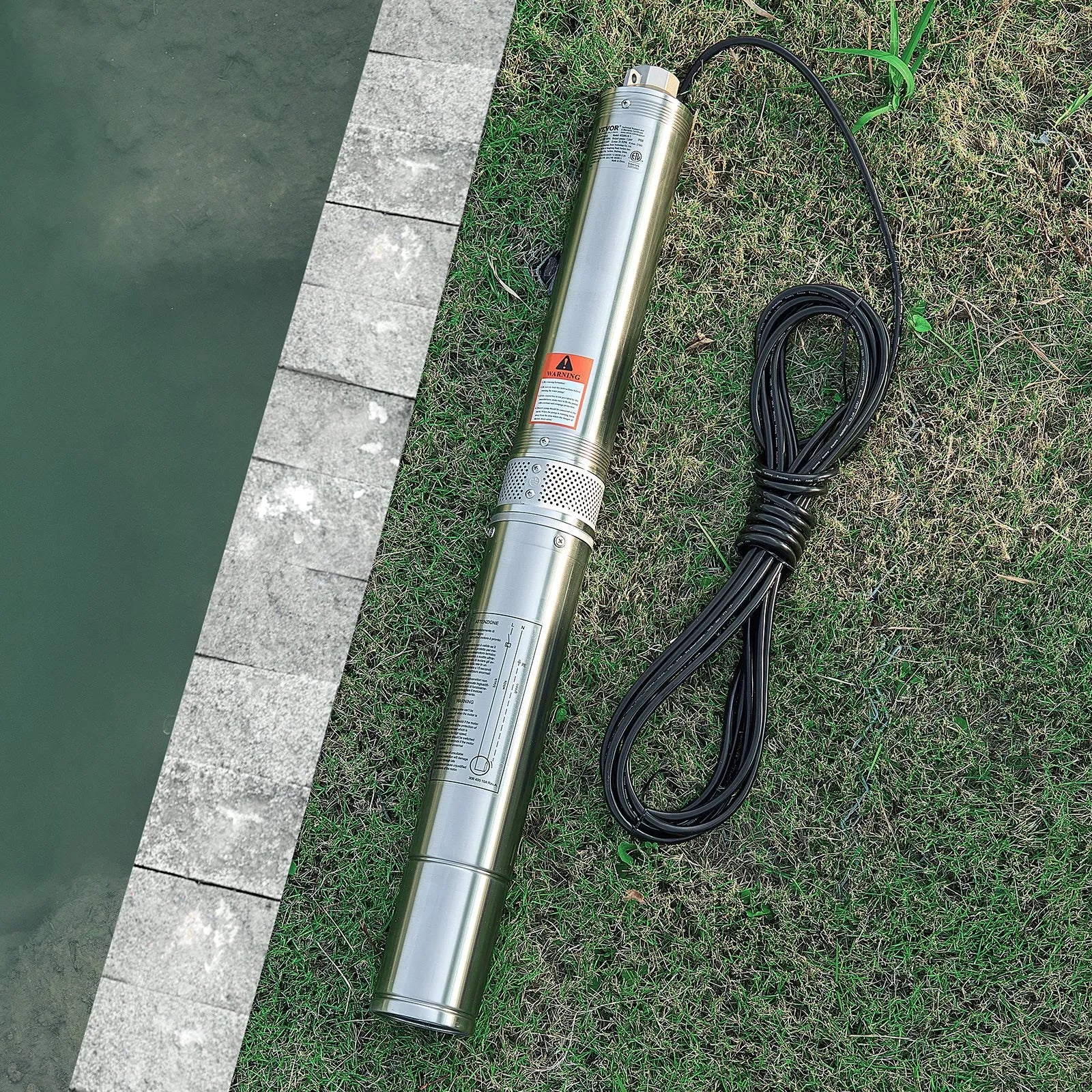 VEVOR 2HP Deep Well Submersible Pump Stainless Steel Water Pump 31.7 GPM 450 ft