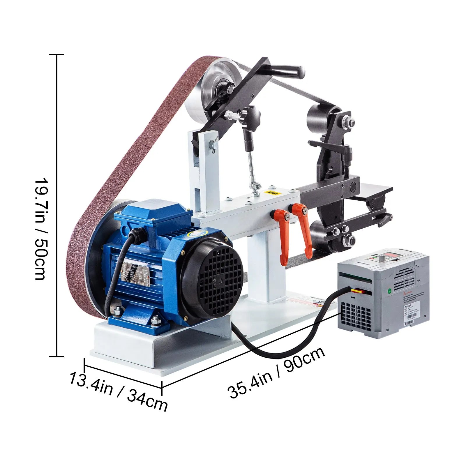 VEVOR 2Hp Belt Grinder 2 x 82inch Variable Speed Belt Sander with 3 Grinding Wheel Bench Sander 12inch Wheel and Flat Platen Tool Rest for Knife Making