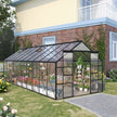 20' x 8' x 6.9' Walk-in Greenhouse with Adjustable Roof Vent, Rain Gutter and Sliding Door for Winter, Large Aluminum Greenhouse, Clear