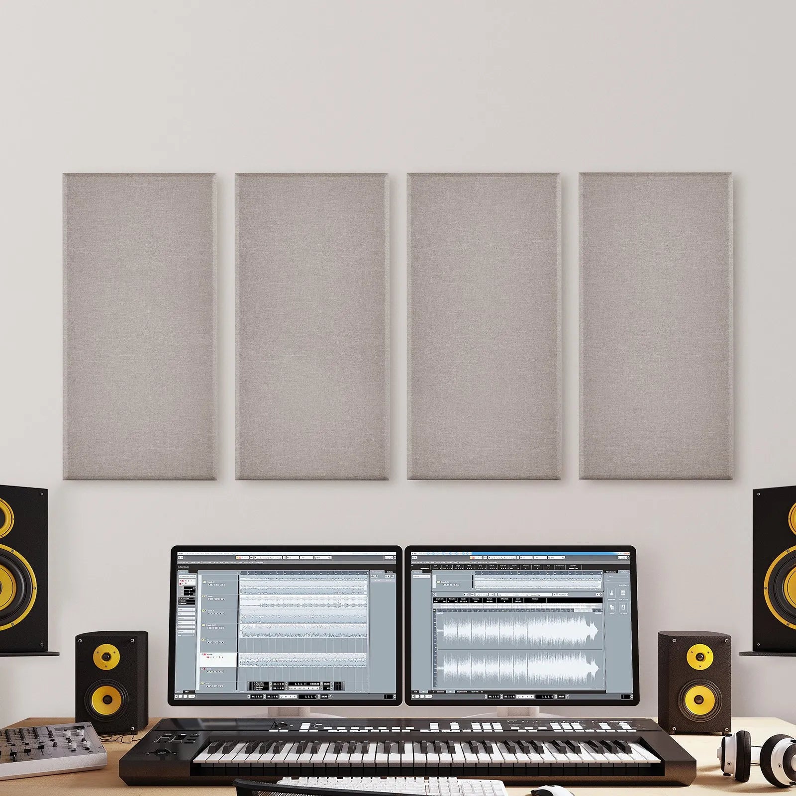 VEVOR 4 PCS Acoustic Wall Panels 2 in Thick 23.6 x 11.8 in Self-adhesive Camel