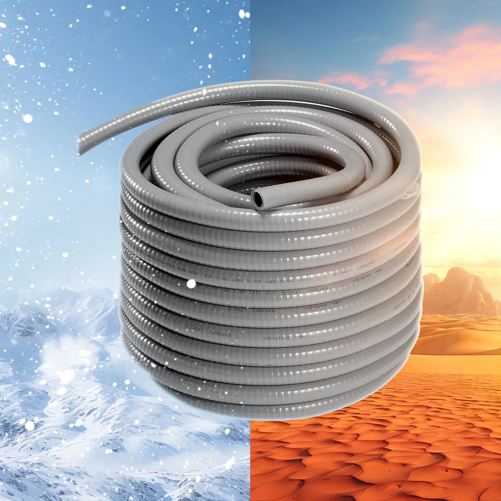 VEVOR 1-Inch Flexible Electrical Conduit, 100 ft, PVC Liquid-Tight Conduit Non-Metallic with 5 Straight and 5 90-Degree Conduit Connector Fittings, for Air Conditioning Motor Controller Pump, IP65