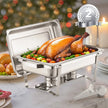VEVOR 8 Qt 2 Pack Rectangle Chafing Dish Buffet Set Fullsize Pan Stainless Steel