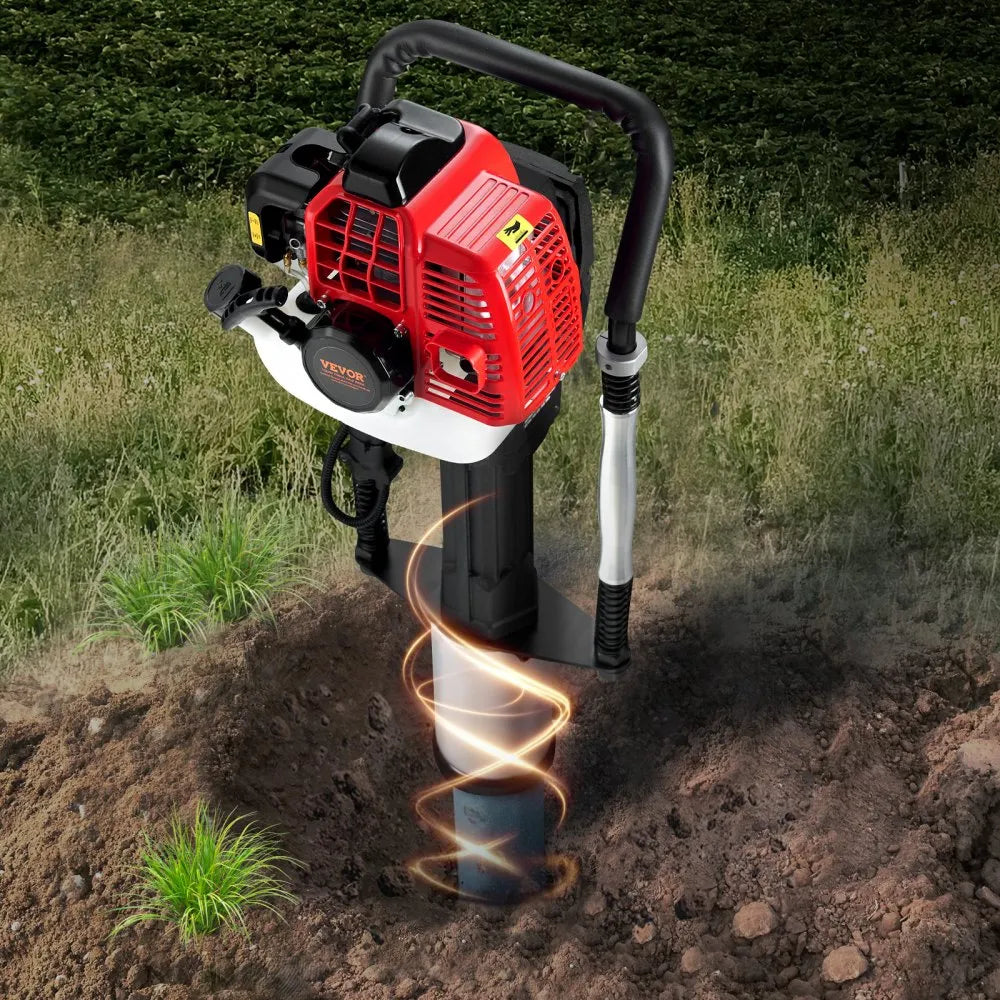 VEVOR 52cc Gas-Powered T Post Driver 2-Stroke Fence Piling Pounder w/ 3 Head