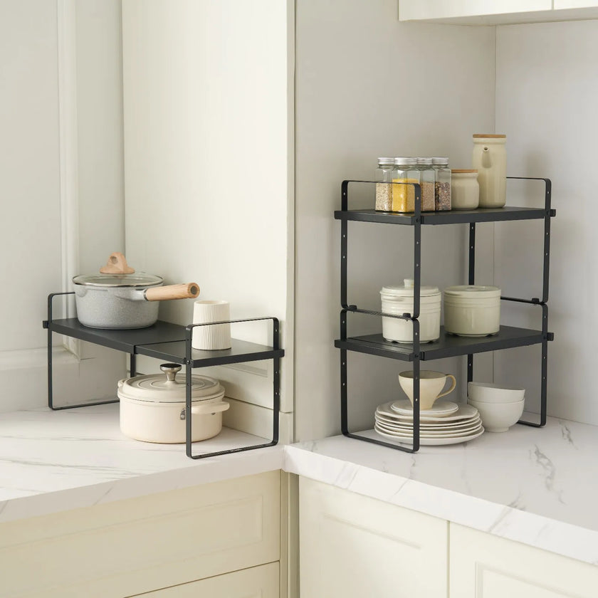 VEVOR 2 Tier Cabinet Organizer Shelf Counter Shelves Steel Storage Spice Rack