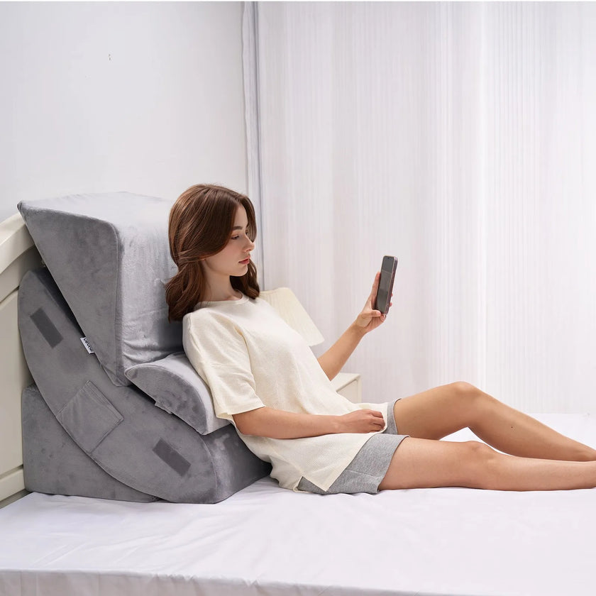 VEVOR Orthopedic Bed Wedge Pillow 4 Pcs Adjustable for GERD Sleep Back Leg Neck