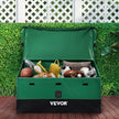 VEVOR Outdoor Storage Box, 100 Gallon Waterproof PE Tarpaulin Deck Box w/ Galvanized Frame, All-Weather Protection & Portable, for Camping, Garden, Poolside, and Yard, Brown & Blue