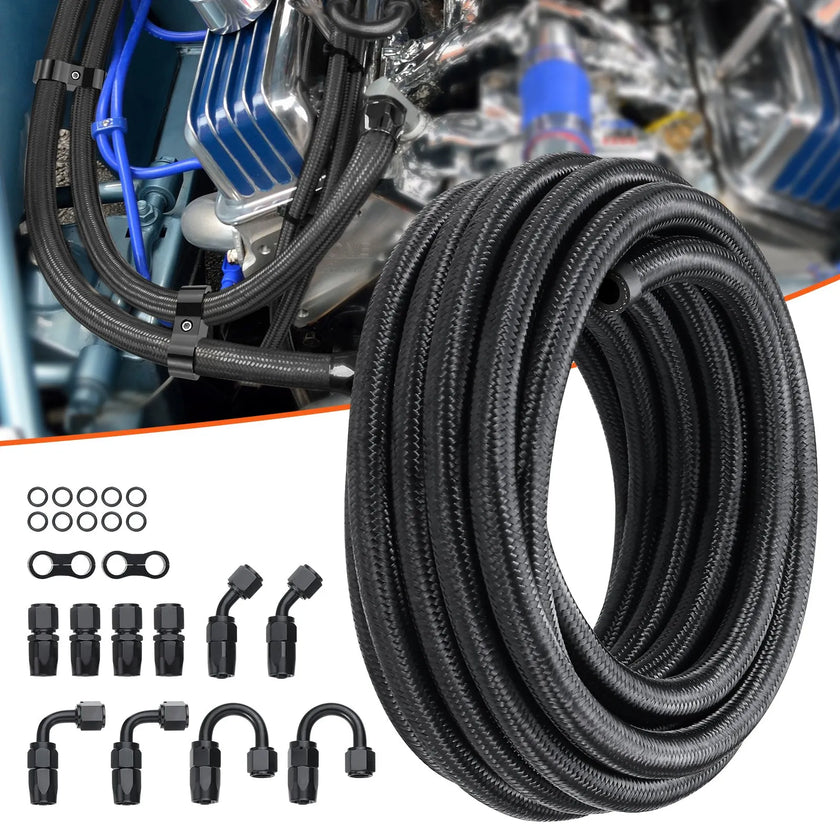 VEVOR 8AN Fuel Line Kit, 20 FT Fuel Hose Kit, 0.43