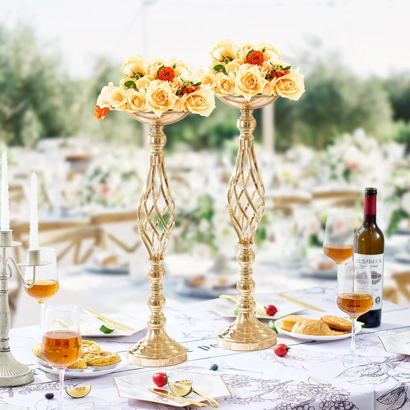 VEVOR 20PCS 58cm/22.83” Wedding Flower Vase Metal Gold Floral Stand for Table