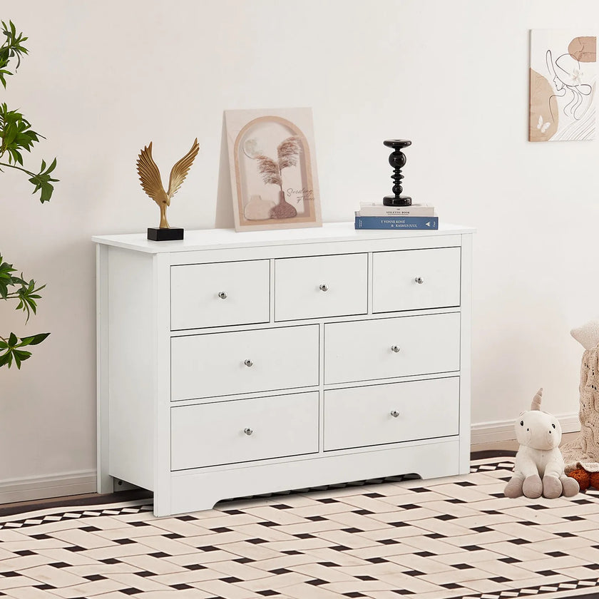 VEVOR 7 Drawer Dresser Wooden Chest of Drawers with Sliding with Anti-tip Device