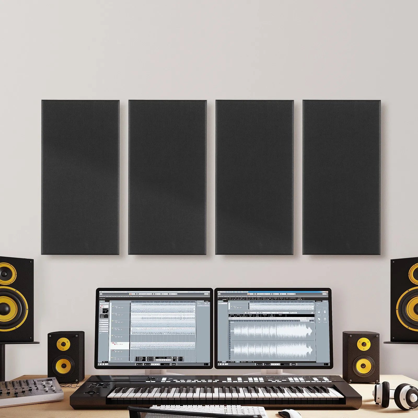 VEVOR 4 PCS Acoustic Wall Panels 2 in Thick 23.6 x 11.8 in Self-adhesive Black