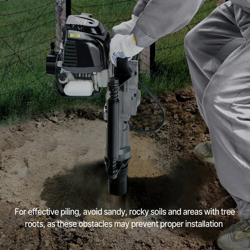 VEVOR 37.77cc Gas-Powered T Post Driver 4-Stroke Fence Piling Pounder w/ 2 Head