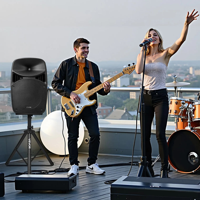 VEVOR 2 X 15 in Speakers Portable PA System 2000W Mixer Bluetooth Mic for DJ