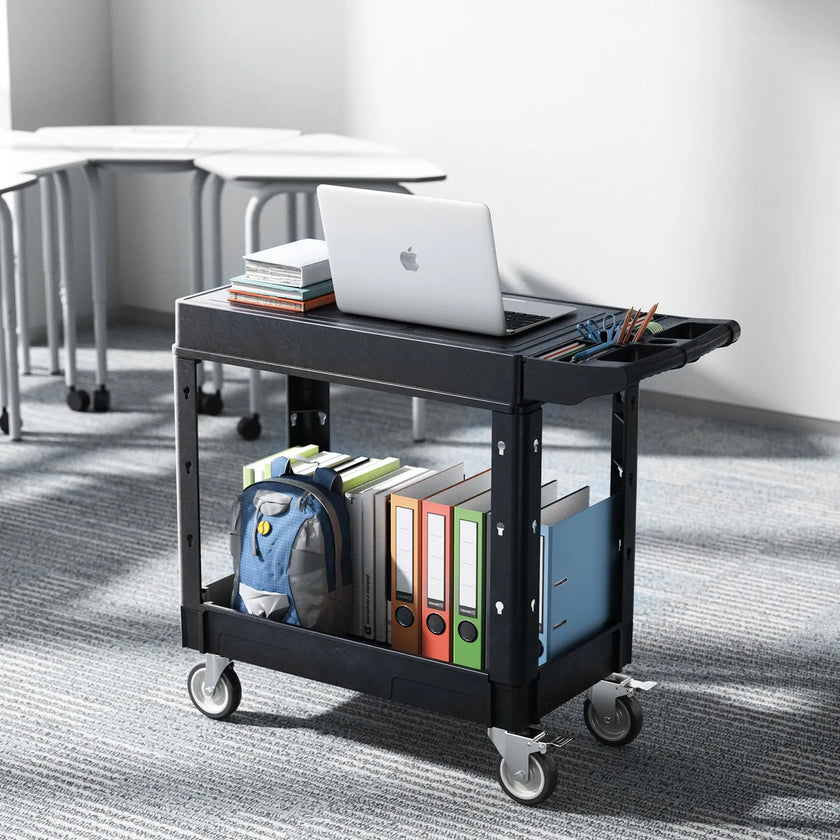 VEVOR 2-shelf Utility Cart 550 lbs 31.3 x 17.7-inch Service Cart with Wheels