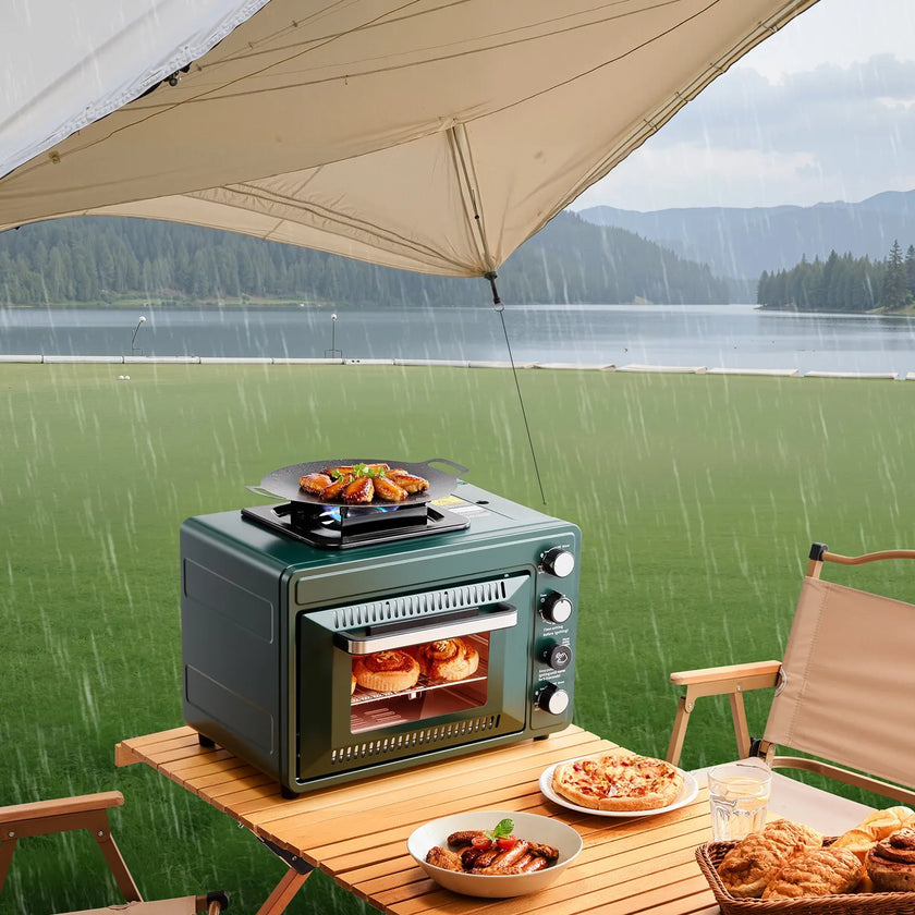 VEVOR Outdoor Oven 2-in-1 Portable Gas Camping Stove Oven Combo Adjustable Fire