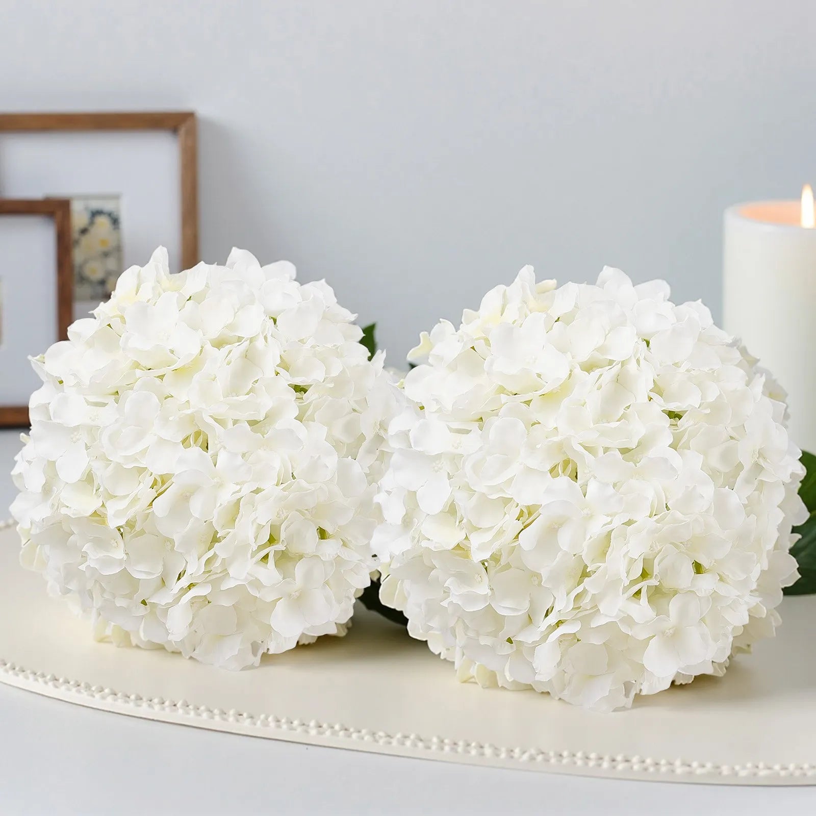 VEVOR 65 Pcs Artificial Silk Hydrangea Flowers 9.8 In Bouquet Arrangement White