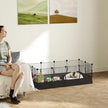 Small Animal Cage Waterproof Mat DIY Animal Playpen for Guinea Pigs Rabbits 12 Panels and Door Black