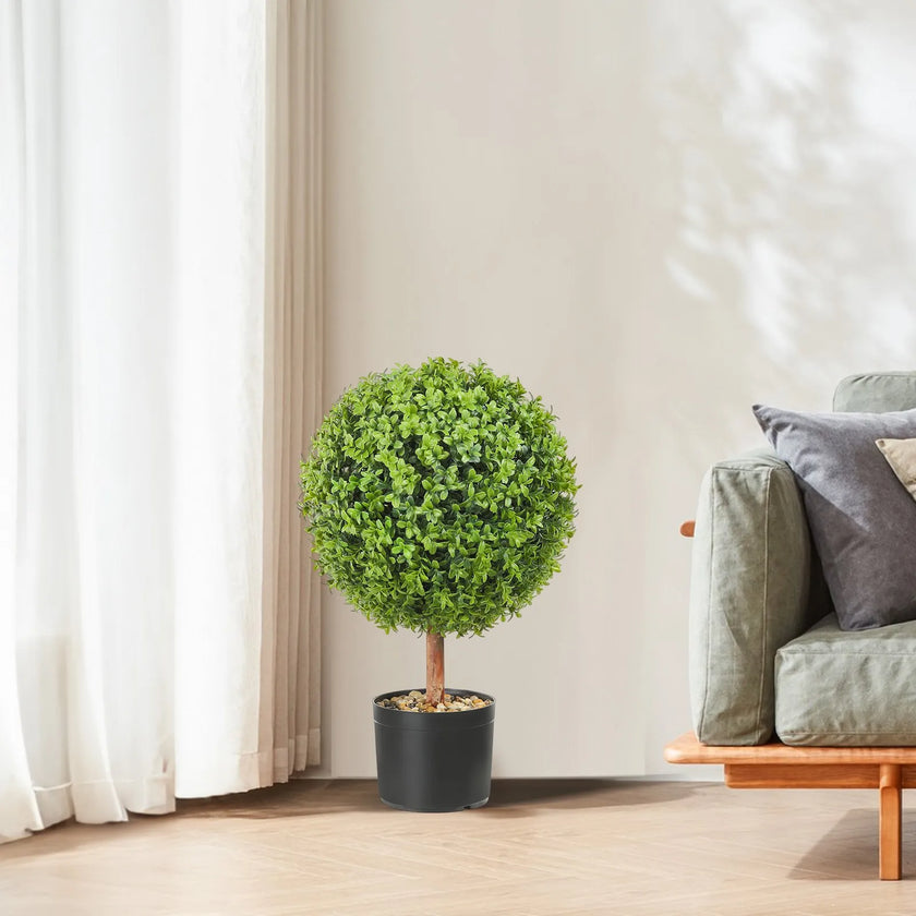 VEVOR 2x Artificial Boxwood Ball Ø40,6cm Garden Deco Boxwood in Flowerpot Ball Artificial Boxwood Ball Artificial Plant made of PE, Wood, PP incl. 4 pcs. Decorative butterflies and 10 pcs. Replacement