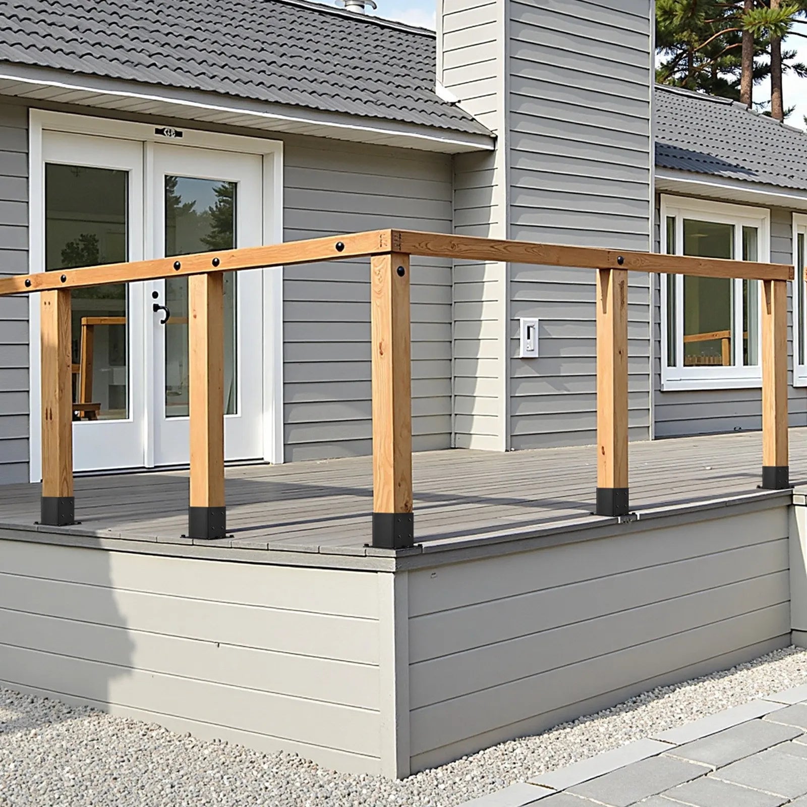 VEVOR 4 Pcs 4x4 Post Base Bracket Wood Fence Post Anchor Inner Size 3.6x3.6 in